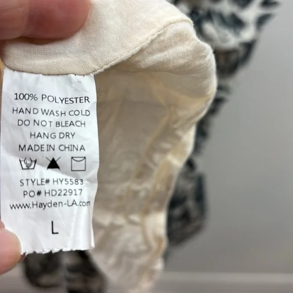 Hayden black & dark gray leaf print silk-organza - like square neck A line dress - Picture 7 of 8